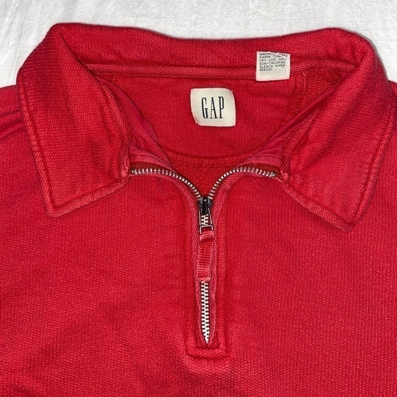 GAP Vintage 1980s Women’s Red Halfway Zip Collared Pullover in Size Large - Picture 14 of 16